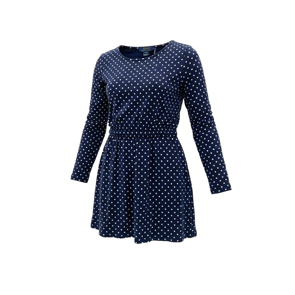 Polo Ralph Lauren Girls Holiday III Long Sleeve Polk A Dot Dress Blue M 8-10